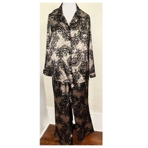 In Bloom Silky Satiny Lace Look Lounge 2-Pc Pajama Sleep Lounge Set, Sz XL